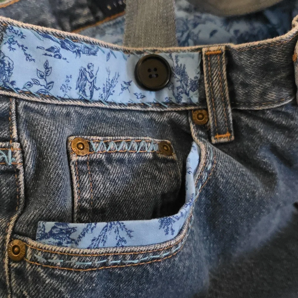 Upcycled Molly Made It Toile Jeans Storage Basket